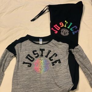 Girls Justice sweat pants & shirt size 8